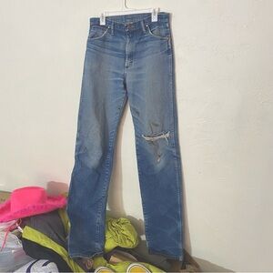 X TALL Wrangler’s 32 Waist Destroyed Distressed Ripped Straight Leg 39 Inseam